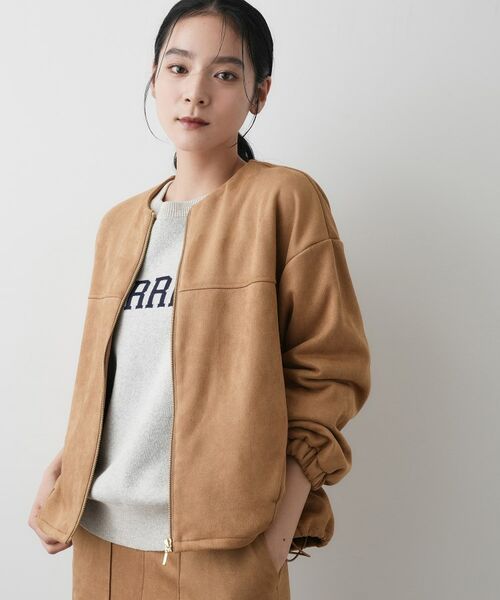 Dessin / デッサン レザーブルゾン・ジャケット | 【セットアップ可・洗える】マシュマロスウェードジップブルゾン(キャメルブラウン(041))