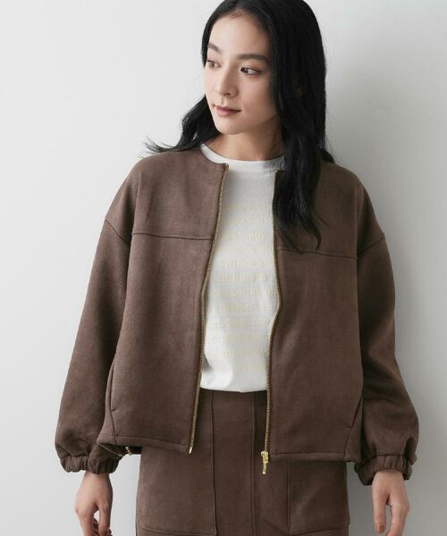 Dessin / デッサン レザーブルゾン・ジャケット | 【セットアップ可・洗える】マシュマロスウェードジップブルゾン(ブラウン(043))