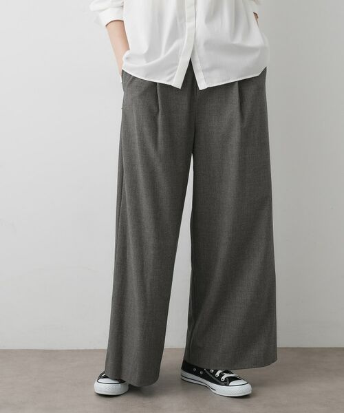 Dessin / デッサン パンツ | 【セットアップ可・洗える】ハイウエストタックパンツ(チャコールグレー(014))