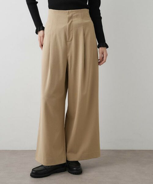 Dessin / デッサン パンツ | 【セットアップ可・洗える】ハイウエストタックパンツ(ライトベージュ(051))