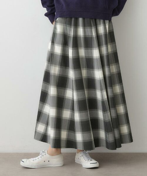 Dessin / デッサン ロング・マキシ丈スカート | 【洗える・ウエストゴム】チェック柄フレアスカート | 詳細1