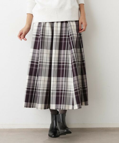 Dessin / デッサン ロング・マキシ丈スカート | 【洗える・ウエストゴム】チェック柄フレアスカート | 詳細10