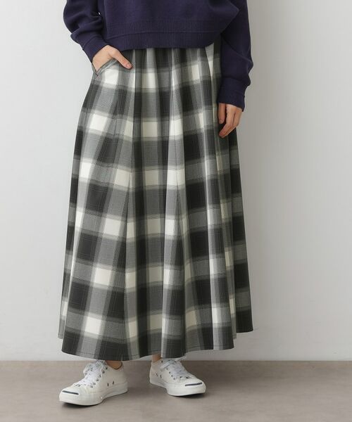 Dessin / デッサン ロング・マキシ丈スカート | 【洗える・ウエストゴム】チェック柄フレアスカート | 詳細2