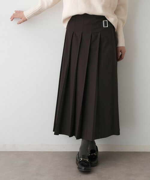 Dessin / デッサン ロング・マキシ丈スカート | 【洗える】ワイドプリーツスカート(ブラウン(044))