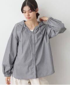 Dessin / デッサン シャツ・ブラウス | 【洗える】ストライプフードブラウス