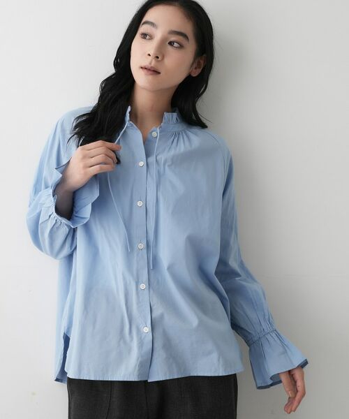 Dessin / デッサン シャツ・ブラウス | 【洗える】フリルネックシャツ | 詳細1