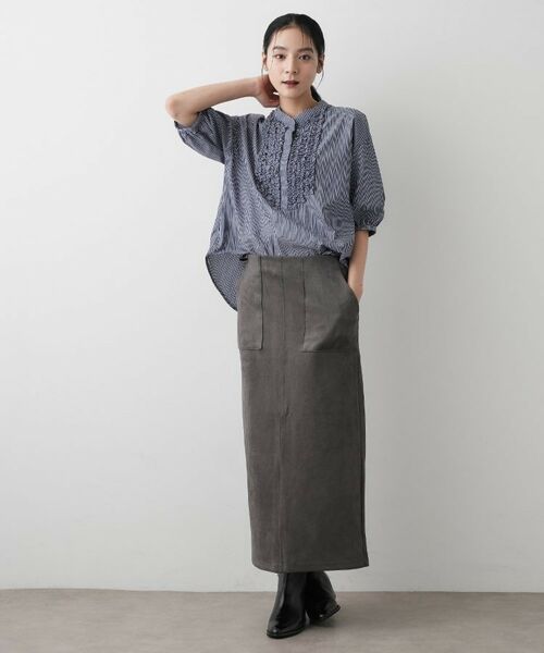 Dessin / デッサン シャツ・ブラウス | 【洗える】フリルバンドカラー五分袖ブラウス | 詳細10