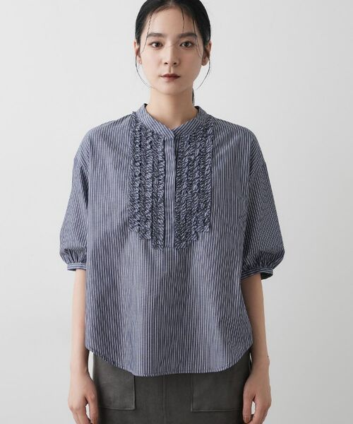 Dessin / デッサン シャツ・ブラウス | 【洗える】フリルバンドカラー五分袖ブラウス | 詳細12