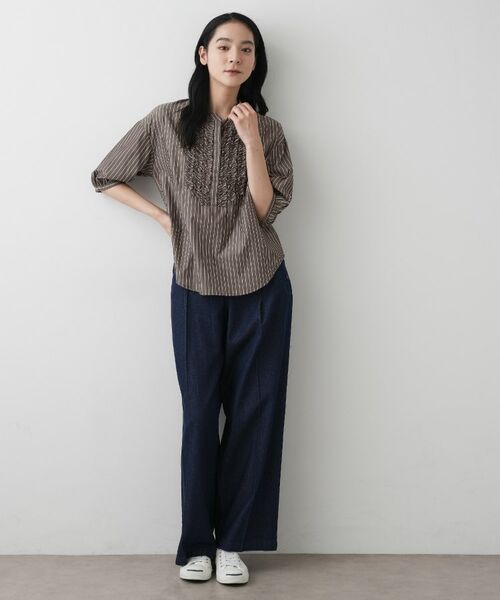 Dessin / デッサン シャツ・ブラウス | 【洗える】フリルバンドカラー五分袖ブラウス | 詳細3