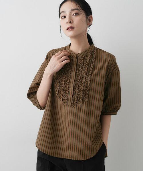 Dessin / デッサン シャツ・ブラウス | 【洗える】フリルバンドカラー五分袖ブラウス | 詳細5