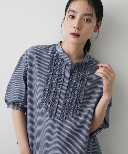 Dessin / デッサン シャツ・ブラウス | 【洗える】フリルバンドカラー五分袖ブラウス | 詳細8