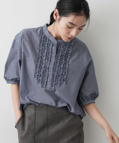 Dessin / デッサン シャツ・ブラウス | 【洗える】フリルバンドカラー五分袖ブラウス | 詳細9