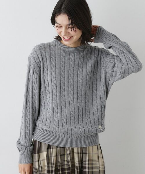 Dessin / デッサン ニット・セーター | 【ユニセックス・洗える】クルーネックケーブルニット(グレー(012))