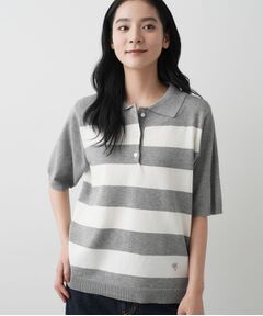 Dessin / デッサン ニット・セーター | 【ユニセックス/洗える】ボーダーニットポロシャツ