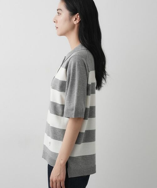 Dessin / デッサン ニット・セーター | 【ユニセックス/洗える】ボーダーニットポロシャツ | 詳細10