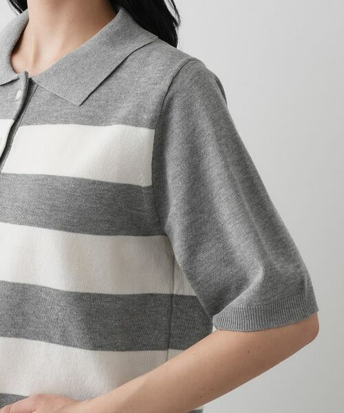 Dessin / デッサン ニット・セーター | 【ユニセックス/洗える】ボーダーニットポロシャツ | 詳細13