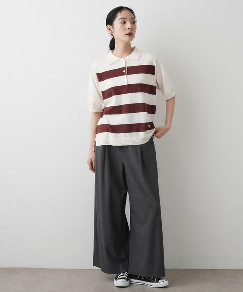 Dessin / デッサン ニット・セーター | 【ユニセックス/洗える】ボーダーニットポロシャツ | 詳細2