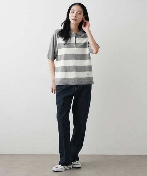 Dessin / デッサン ニット・セーター | 【ユニセックス/洗える】ボーダーニットポロシャツ | 詳細6