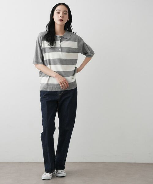 Dessin / デッサン ニット・セーター | 【ユニセックス/洗える】ボーダーニットポロシャツ | 詳細7