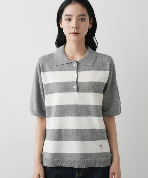 Dessin / デッサン ニット・セーター | 【ユニセックス/洗える】ボーダーニットポロシャツ | 詳細9