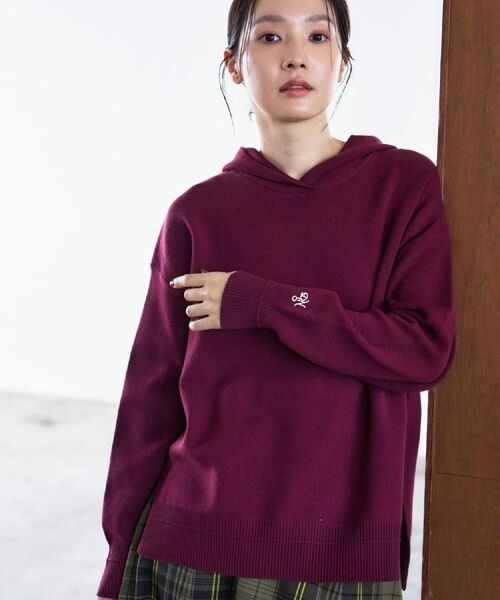 Dessin / デッサン ニット・セーター | 【洗える/体型カバー】ちょうどいいニットパーカ(ボルドー(064))