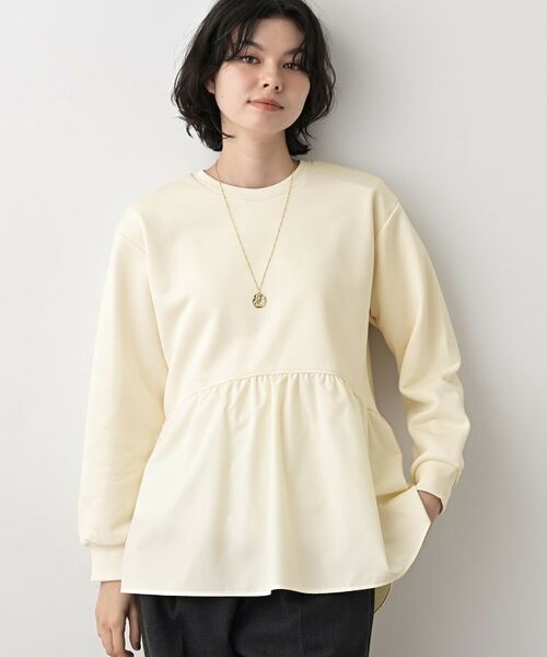 Dessin / デッサン カットソー | 【体型カバー/洗える】ペプラムスウェット(アイボリー(004))
