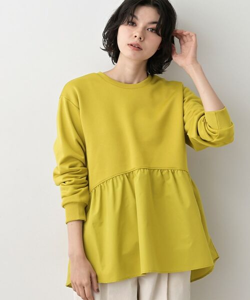 Dessin / デッサン カットソー | 【体型カバー/洗える】ペプラムスウェット(マスタード(033))