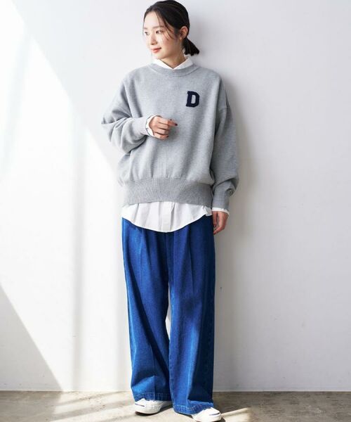 Dessin / デッサン ニット・セーター | 【洗える】Dサガラ刺繍ワッペン付きニット | 詳細2