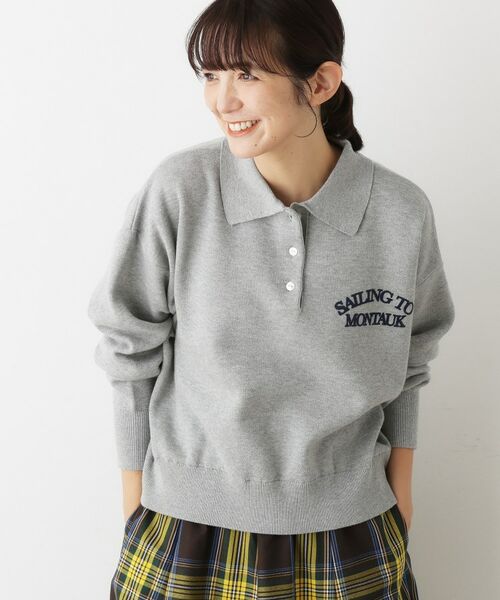 Dessin / デッサン ニット・セーター | 【洗える】フロッキーロゴ入り襟付きニット | 詳細1