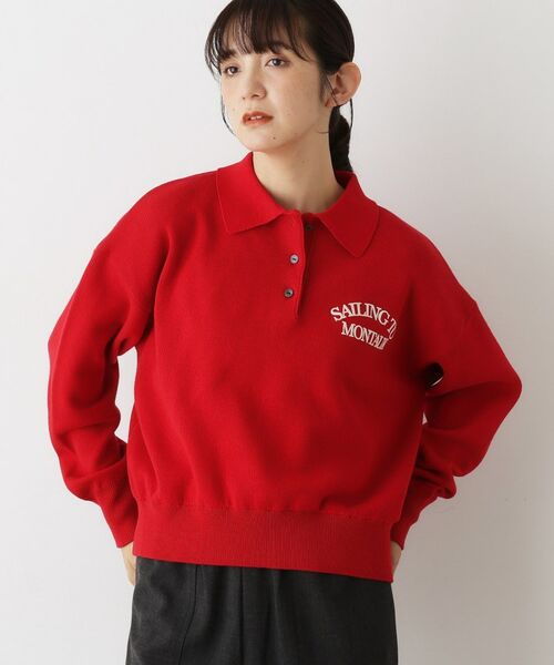 Dessin / デッサン ニット・セーター | 【洗える】フロッキーロゴ入り襟付きニット | 詳細5