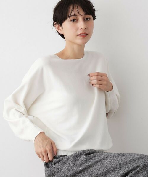 Dessin / デッサン ニット・セーター | 【洗える】ウールブレンド後ろボタンニット(ホワイト(002))
