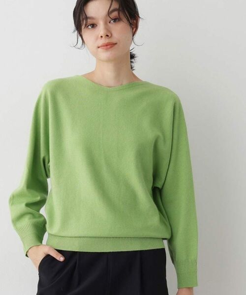 Dessin / デッサン ニット・セーター | 【洗える】ウールブレンド後ろボタンニット(グリーン(025))