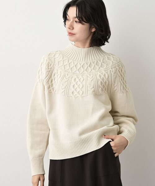 Dessin / デッサン ニット・セーター | 【着映え/洗える】求心ケーブル編みハイネックニット | 詳細1