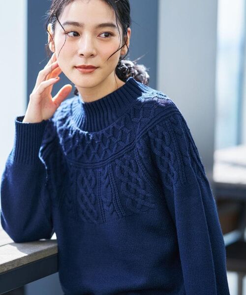 Dessin / デッサン ニット・セーター | 【着映え/洗える】求心ケーブル編みハイネックニット | 詳細13