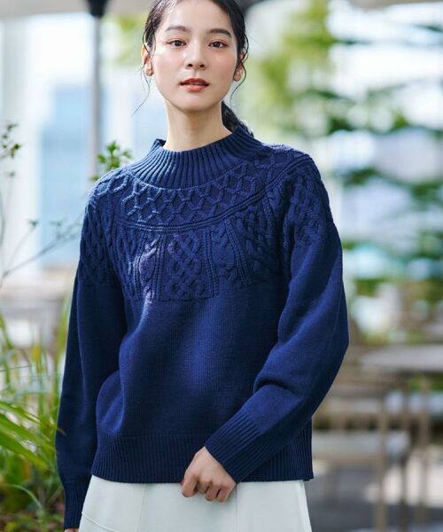Dessin / デッサン ニット・セーター | 【着映え/洗える】求心ケーブル編みハイネックニット | 詳細15