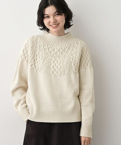 Dessin / デッサン ニット・セーター | 【着映え/洗える】求心ケーブル編みハイネックニット | 詳細2
