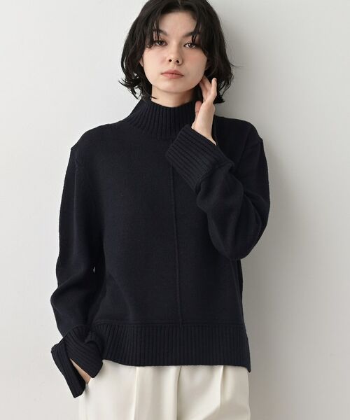 Dessin / デッサン ニット・セーター | 【洗える】センタータックラインハイネックニット(ネイビー(094))