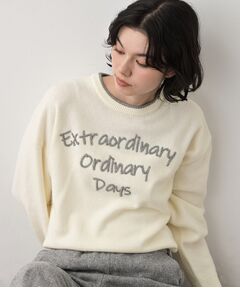 Dessin / デッサン ニット・セーター | 【洗える】ペイント風刺繍入り配色ラインニット