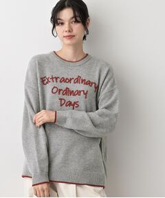 Dessin / デッサン ニット・セーター | 【洗える】ペイント風刺繍入り配色ラインニット