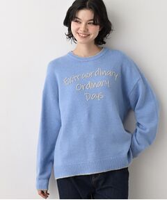 Dessin / デッサン ニット・セーター | 【洗える】ペイント風刺繍入り配色ラインニット