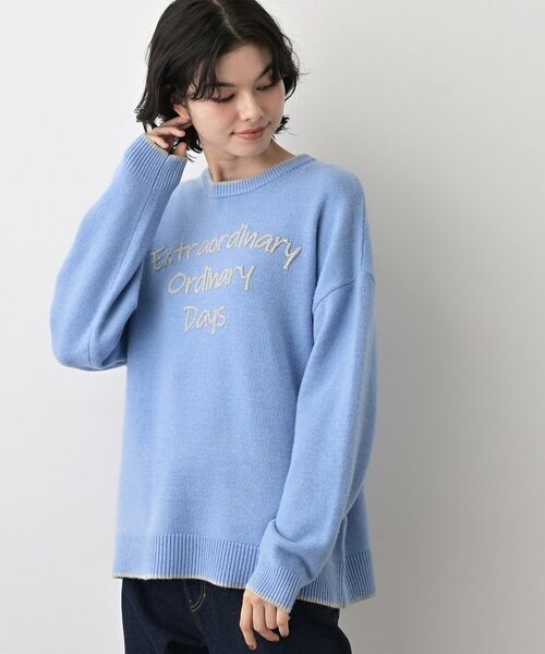 Dessin / デッサン ニット・セーター | 【洗える】ペイント風刺繍入り配色ラインニット | 詳細10