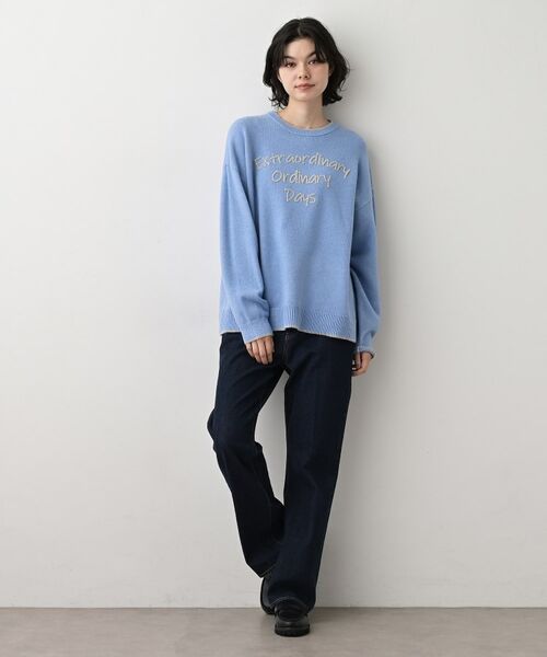 Dessin / デッサン ニット・セーター | 【洗える】ペイント風刺繍入り配色ラインニット | 詳細11