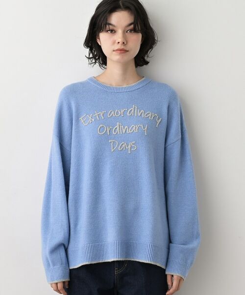 Dessin / デッサン ニット・セーター | 【洗える】ペイント風刺繍入り配色ラインニット | 詳細13