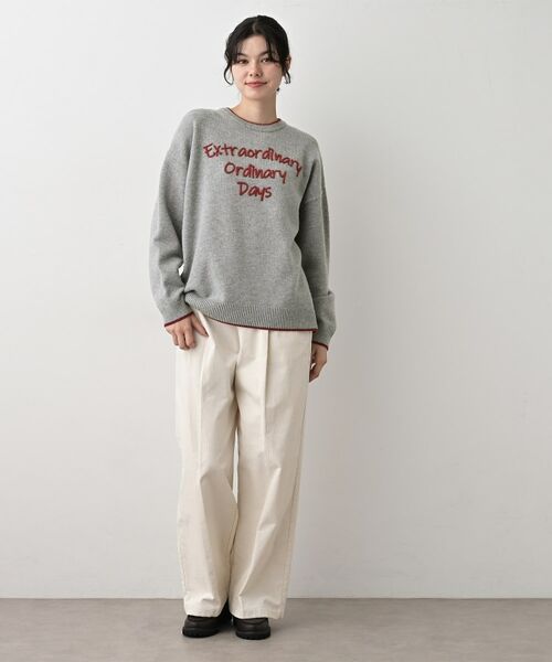 Dessin / デッサン ニット・セーター | 【洗える】ペイント風刺繍入り配色ラインニット | 詳細7