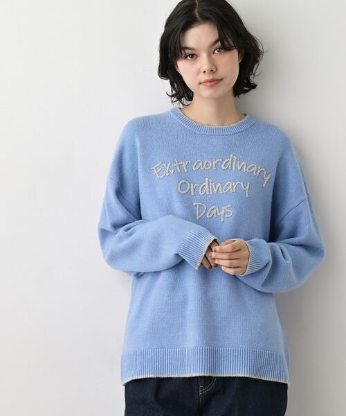 Dessin / デッサン ニット・セーター | 【洗える】ペイント風刺繍入り配色ラインニット | 詳細9