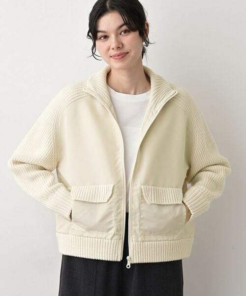 Dessin / デッサン レザーブルゾン・ジャケット | 【洗える】異素材ミックスジップブルゾン | 詳細1