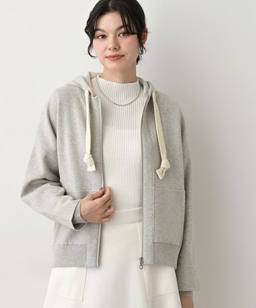 Dessin / デッサン パーカー | 【洗える】コットンカシミヤブレンドフードジップカーディガン(ライトグレー(011))