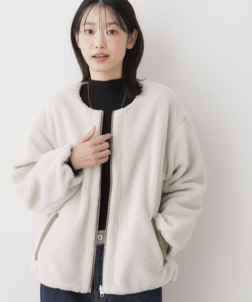 Dessin / デッサン ノーカラージャケット | 【2WAY】リバーシブルタフタボアアウター | 詳細1