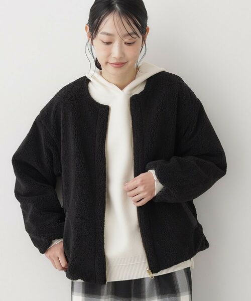 Dessin / デッサン ノーカラージャケット | 【2WAY】リバーシブルタフタボアアウター | 詳細8