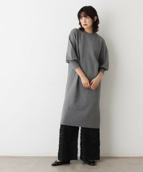 Dessin / デッサン ロング・マキシ丈ワンピース | 【2点セット/洗える】パンツレイヤードワンピース(チャコールグレー(014))